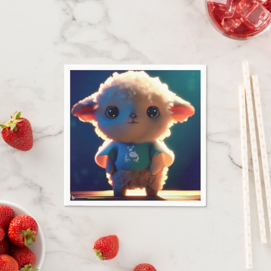 Serviette En Papier Cute lamb with a t-shirt (En situation)