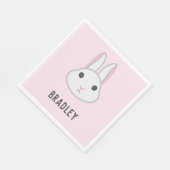 Serviette En Papier Cute lapin blanc sur rose (Coin)