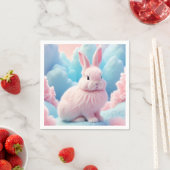 Serviette En Papier Cute Lapin Rose Coton Bonbons Nuages (En situation)
