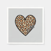 Serviette En Papier Cute Leopard Heart Saint Valentin cadeau (Devant)