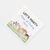 Serviette En Papier Cute Let's Pawty Blue Custom Chig fête d'anniversa (Coin)