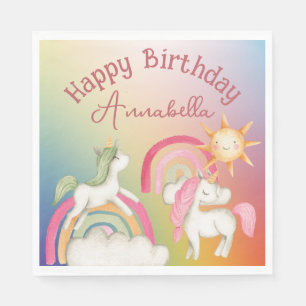 Serviette En Papier Cute licorne sur arc-en-ciel