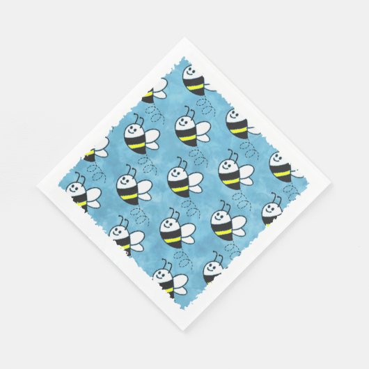 Serviette En Papier Cute Little Bee Motif Baby shower aquarelle (Coin)