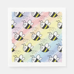 Serviette En Papier Cute Little Bee Motif Baby shower aquarelle