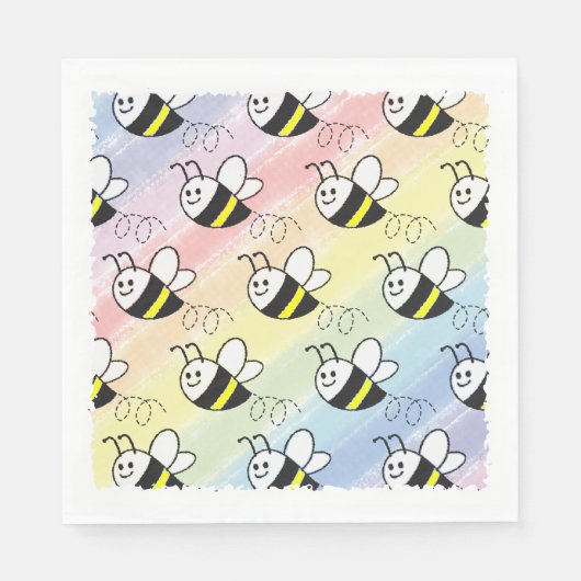 Serviette En Papier Cute Little Bee Motif Baby shower aquarelle (Devant)