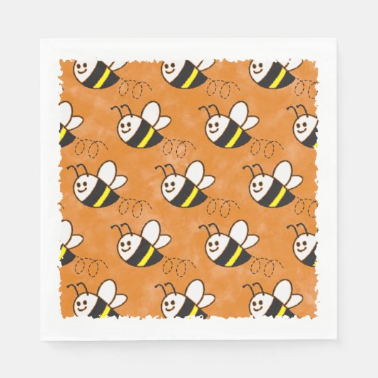 Serviette En Papier Cute Little Bee Motif Baby shower aquarelle (Devant)