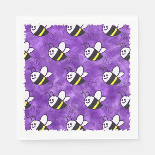 Serviette En Papier Cute Little Bee Motif Baby shower aquarelle (Devant)