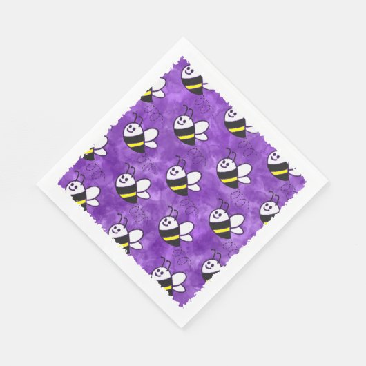 Serviette En Papier Cute Little Bee Motif Baby shower aquarelle (Coin)