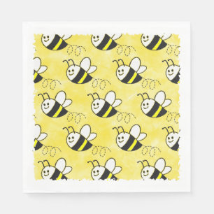 Serviette En Papier Cute Little Bee Motif Baby shower aquarelle