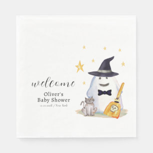 Serviette En Papier Cute Little Boo Ghost Boy Baby shower Bienvenue