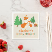 Serviette En Papier Cute Little Fox et maman Baby shower papier servie (En situation)