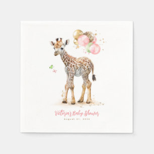 Serviette En Papier Cute Little Giraffe Moderne Boho rose Brown