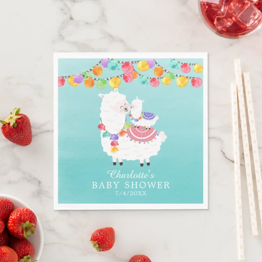 Serviette En Papier Cute Llama Mama Baby shower Papier (En situation)