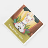 Serviette En Papier Cute Llama Meditating in Magical Forest Anniversai (Coin)