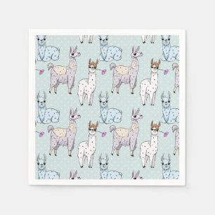 Serviette En Papier Cute Llama Motif Pois