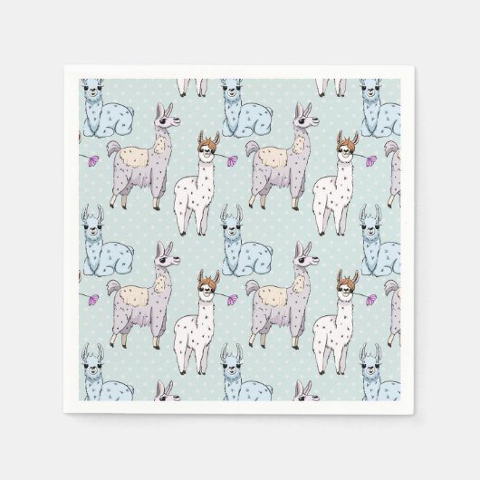 Serviette En Papier Cute Llama Motif Pois (Devant)