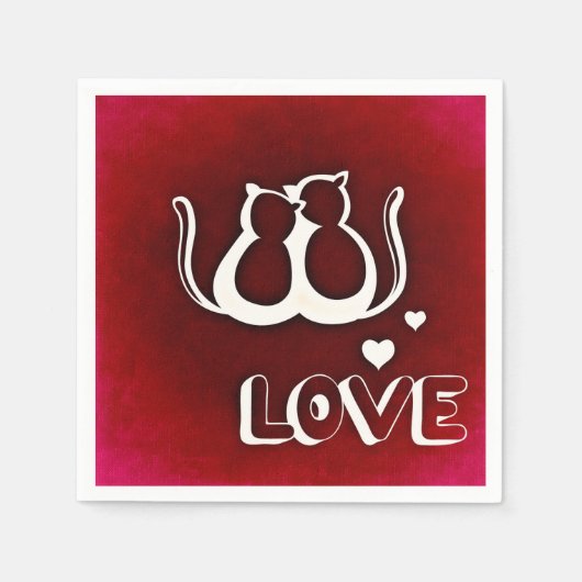Serviette En Papier Cute Love Cats Saint Valentin Napkin (Devant)