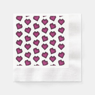 Serviette En Papier Cute Magenta Dark Rose Gemstone motif de coeur