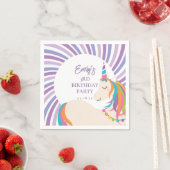 Serviette En Papier Cute Magique Arc-en-ciel Unicorn fille Anniversair (En situation)