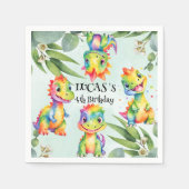 Serviette En Papier Cute Magique Rainbow Dinosaur Bonne fête d'anniver (Devant)