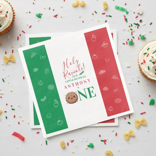 Serviette En Papier Cute Meatball First Birthday Party