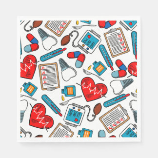 Serviette En Papier Cute Médicale Nurse Doctor Thème Motif mixte