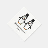 Serviette En Papier Cute Men Penguins Wedding Couple Names Date #3SmP  (Coin)