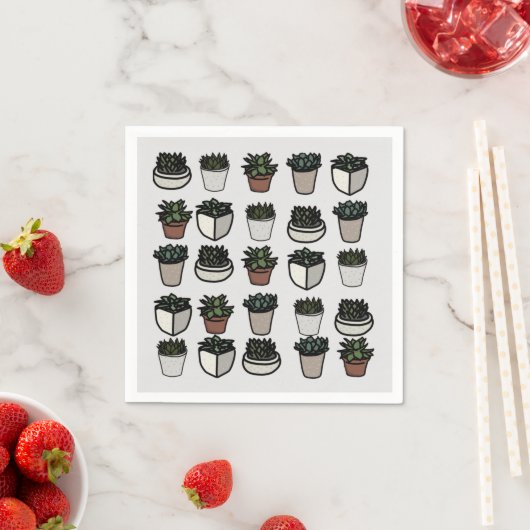 Serviette En Papier Cute mini motif succulent (En situation)