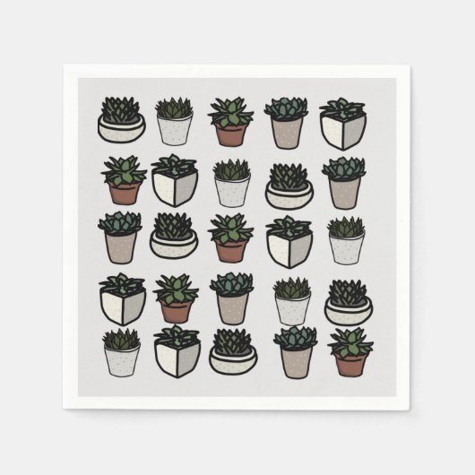Serviette En Papier Cute mini motif succulent (Devant)