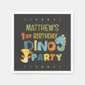 Serviette En Papier Cute Modern Dino Dinosaur fête d'anniversaire pour (Devant)