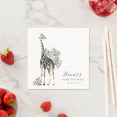 Serviette En Papier Cute Modern Floral Giraffe Baby shower simple (En situation)