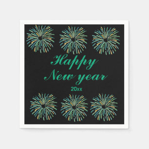 Serviette En Papier Cute Moderne pétillant Noir Bonne année