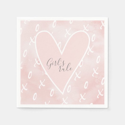 Serviette En Papier Cute Moderne Rose Valentines Jour Amour Fille (Devant)