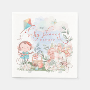 Serviette En Papier Cute Monkey Florals Nature Baby shower Pique-nique