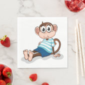 Serviette En Papier Cute Monkey in Blue Striped Shirt and Shorts (En situation)