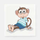 Serviette En Papier Cute Monkey in Blue Striped Shirt and Shorts (Devant)