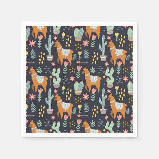 Serviette En Papier Cute Motif Alpacas (Devant)