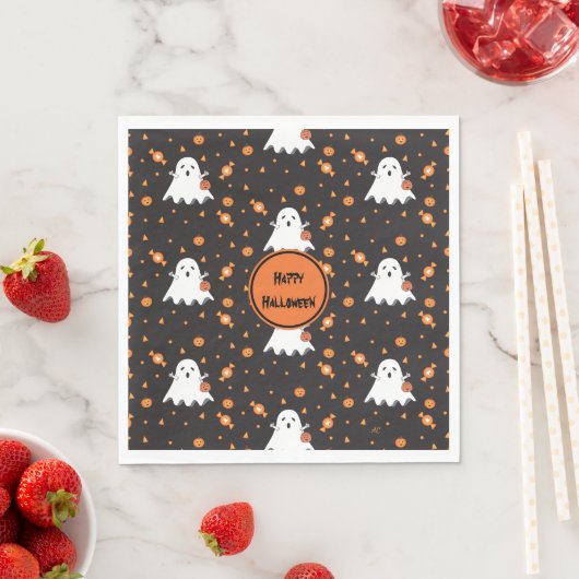 Serviette En Papier Cute Motif Fantôme Halloween Papier Napkins (En situation)