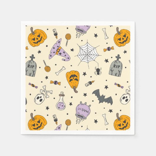 Serviette En Papier Cute Motif Halloween (Devant)