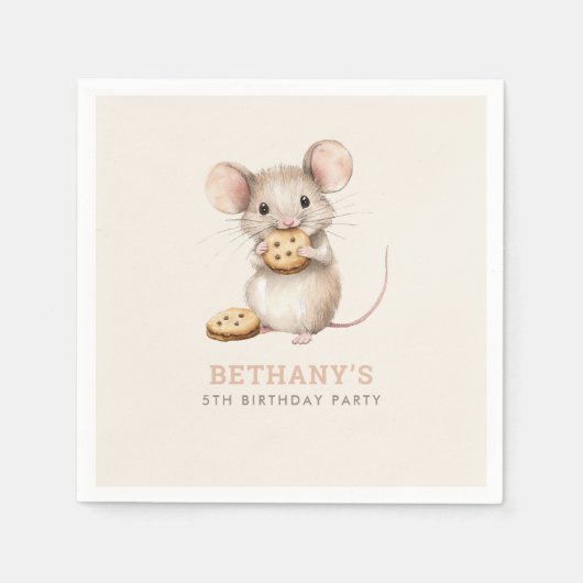 Serviette En Papier Cute Mouse and Cookies 5e anniversaire (Devant)