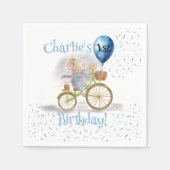 Serviette En Papier Cute Mouse Animal Bicyclette garçon 1er anniversai (Devant)