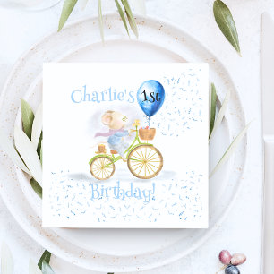 Serviette En Papier Cute Mouse Animal Bicyclette garçon 1er anniversai