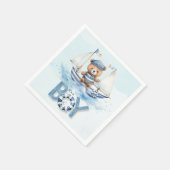 Serviette En Papier Cute Nautical Blue Boat Teddy Bear Boat Baby showe (Coin)