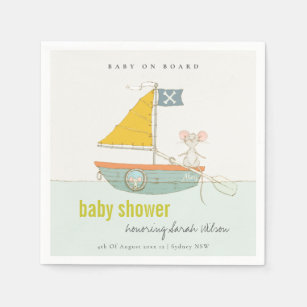 Serviette En Papier Cute Nautique Pirate Souris Baby shower de voilier
