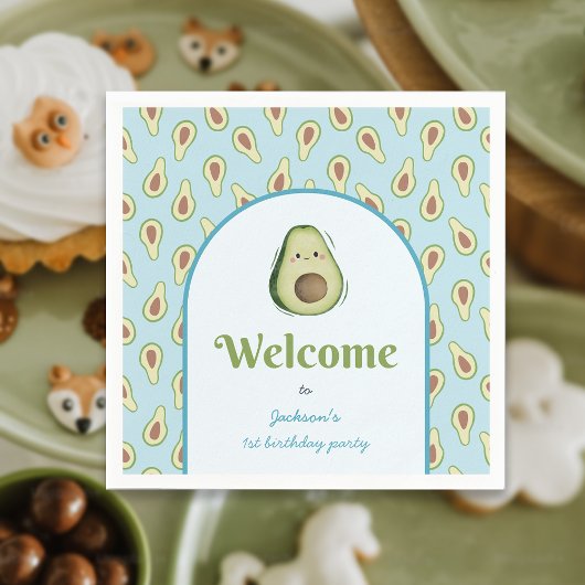 Serviette En Papier Cute Onedering Avocado 1er anniversaire fête