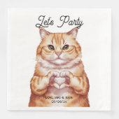 Serviette En Papier Cute Orange Chat Personnalisé (Devant)