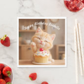 Serviette En Papier Cute Orange Kitten avec un Cupcake (En situation)