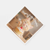 Serviette En Papier Cute Orange Kitten avec un Cupcake (Coin)