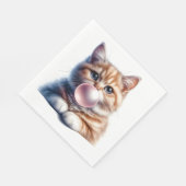 Serviette En Papier Cute Orange Tabby Chat soufflant Bubble Gum Nurser (Coin)