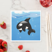 Serviette En Papier Cute Orca Whale on Blue (En situation)